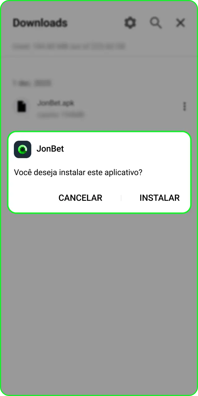 Execute o instalador no Android e conclua o aplicativo Jonbet.