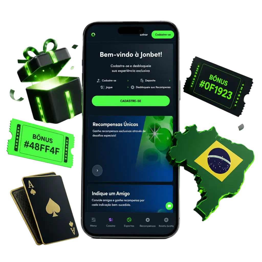 Bônus de instalação Jonbet: pacote de boas-vindas em duas etapas para cassino e apostas esportivas no Brasil