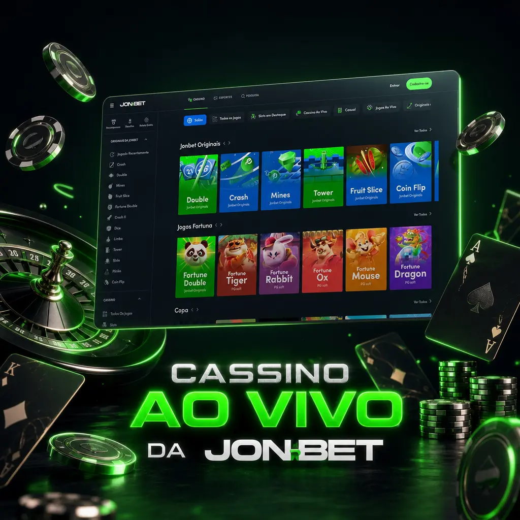 Cassino ao vivo da Jonbet com dealers profissionais em roleta, blackjack, bacará e game shows transmitidos em HD