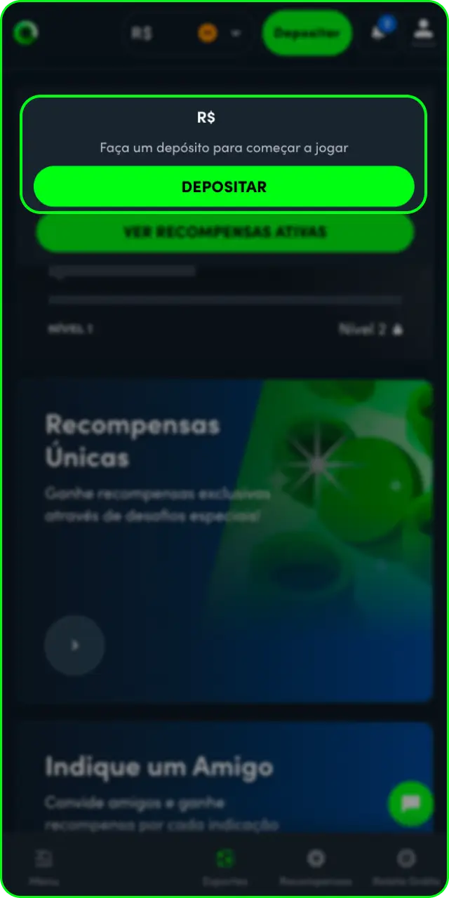 Abra o caixa para continuar o processo de depósito na Jonbet.