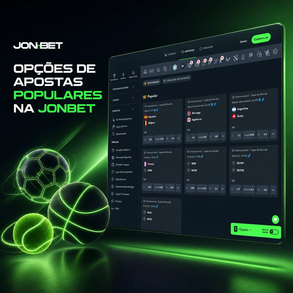 Opções de apostas populares na Jonbet: aposta simples, múltipla e Bet Builder para todos os perfis de jogadores