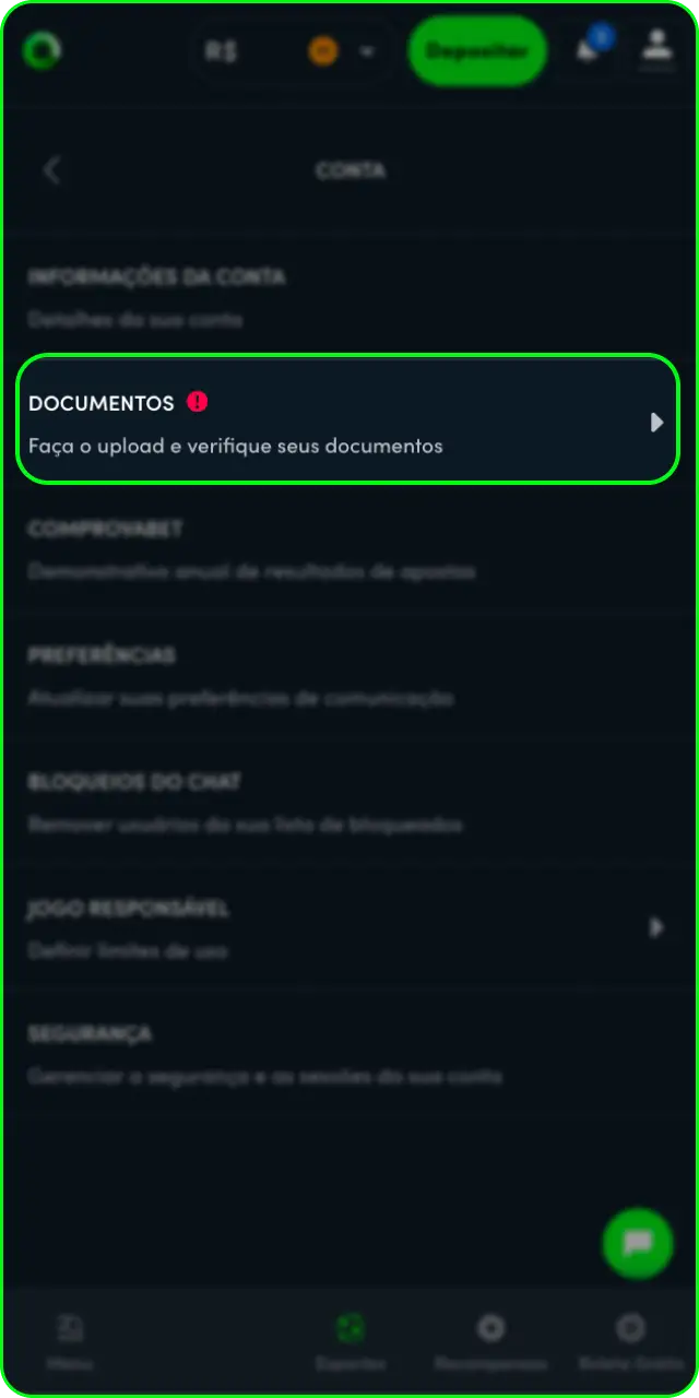Faça o envio de documento de identidade para verificar conta na Jonbet.