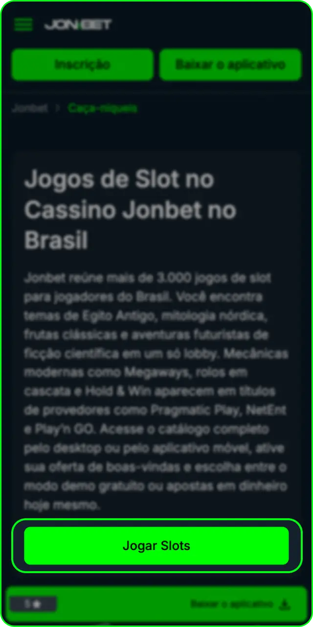 Acesse seu perfil para aprender como jogar slots na Jonbet.