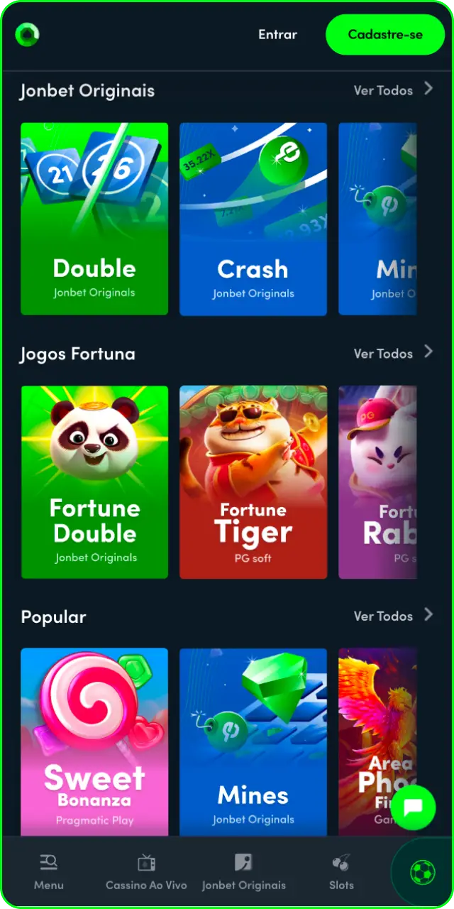 Escolha o modo de jogo no guia de como jogar slots na Jonbet.
